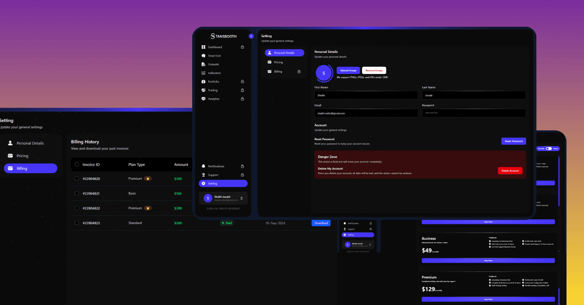 Stansbooth User Dashboard